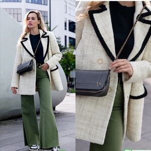 Ba&Sh Fiar tweed wool blend blazer coat